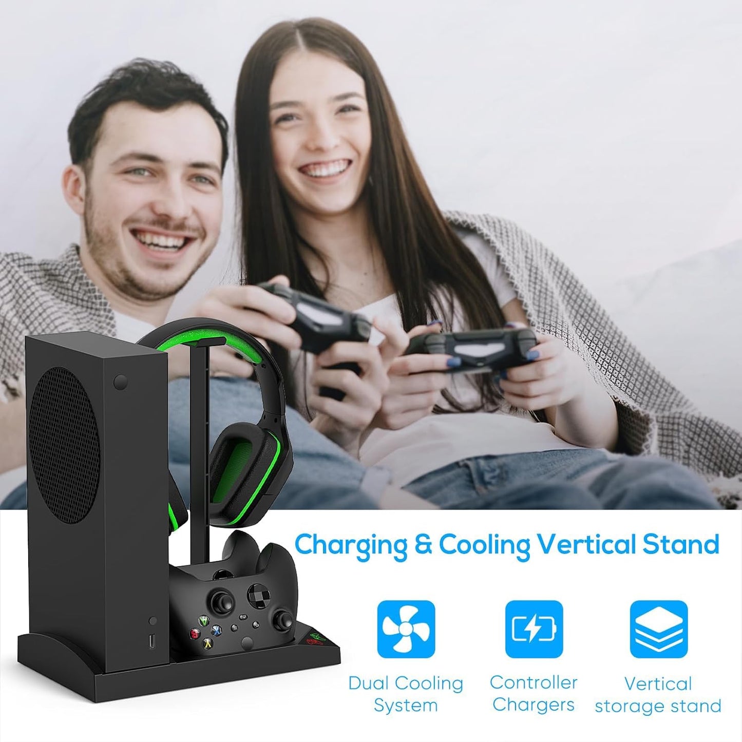 Cooling Fan with Charging Stand for Xbox Series S Console and Controller