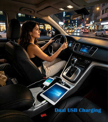 2 USB Car Charger,12V/24V Voltage Meter, Silver