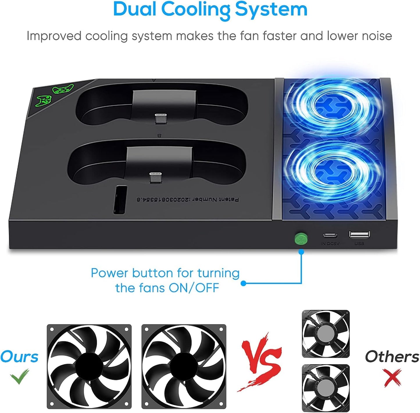 Cooling Fan with Charging Stand for Xbox Series S Console and Controller