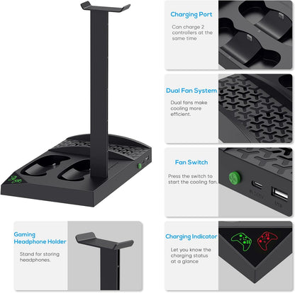 Cooling Fan with Charging Stand for Xbox Series S Console and Controller